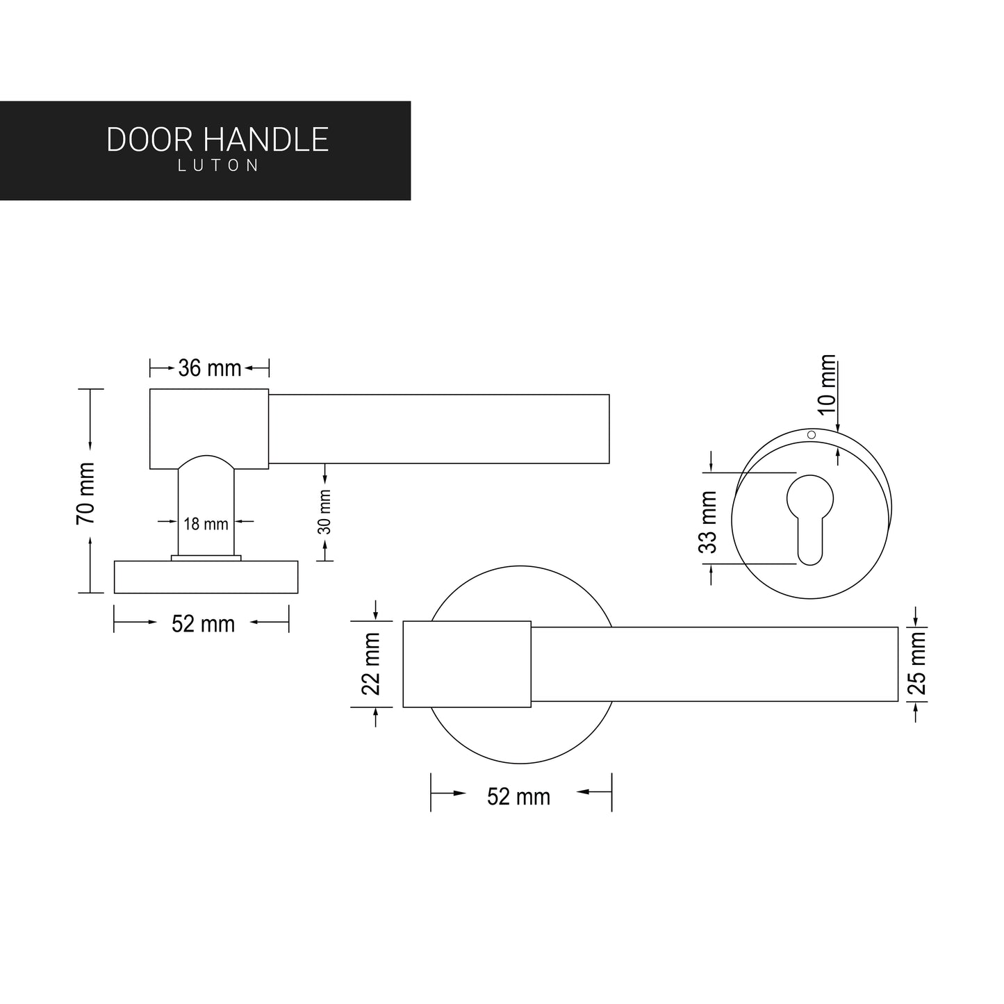 Door Handle – LUTON (Brass)