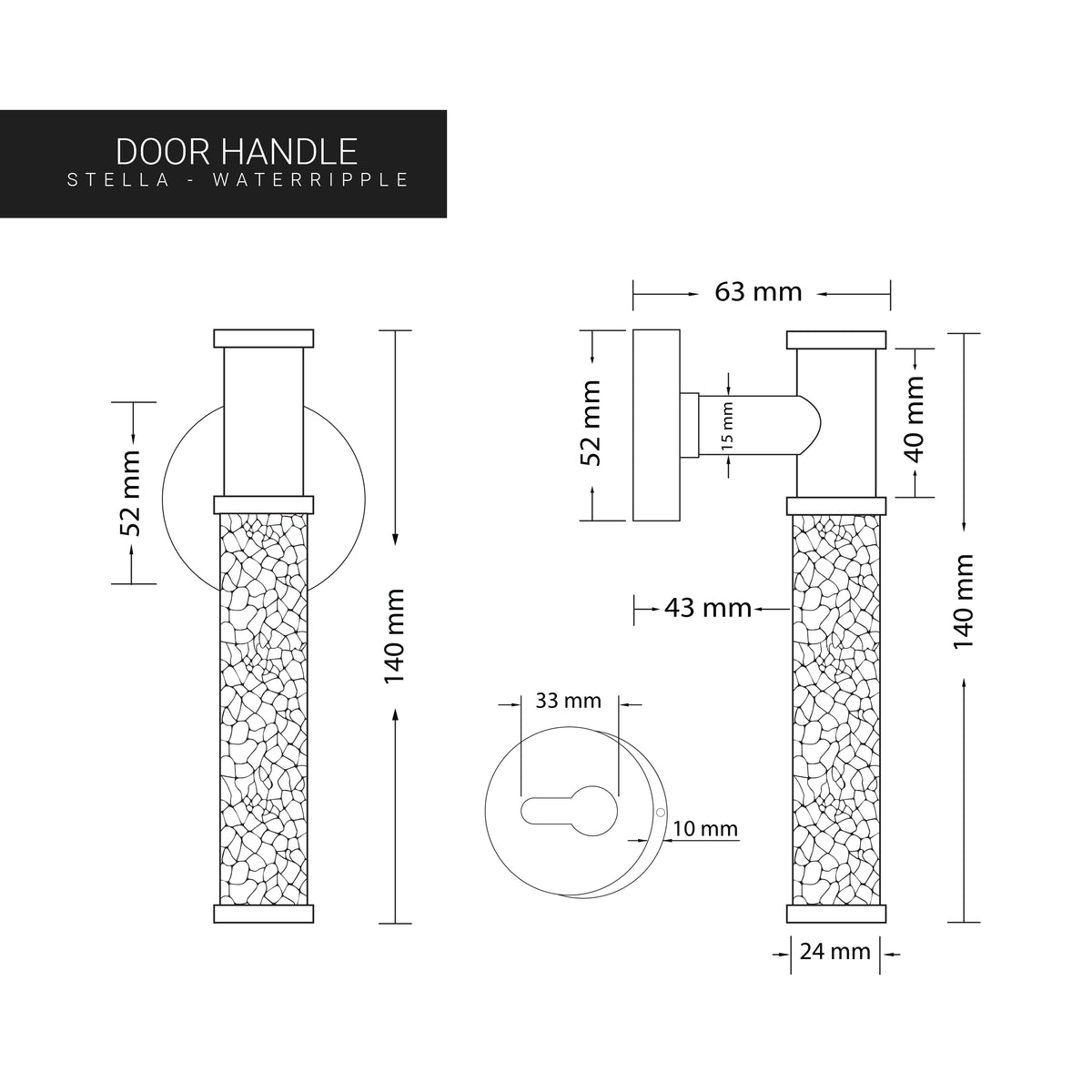 Door Handle – STELLA WATER RIPPLE (Brass)