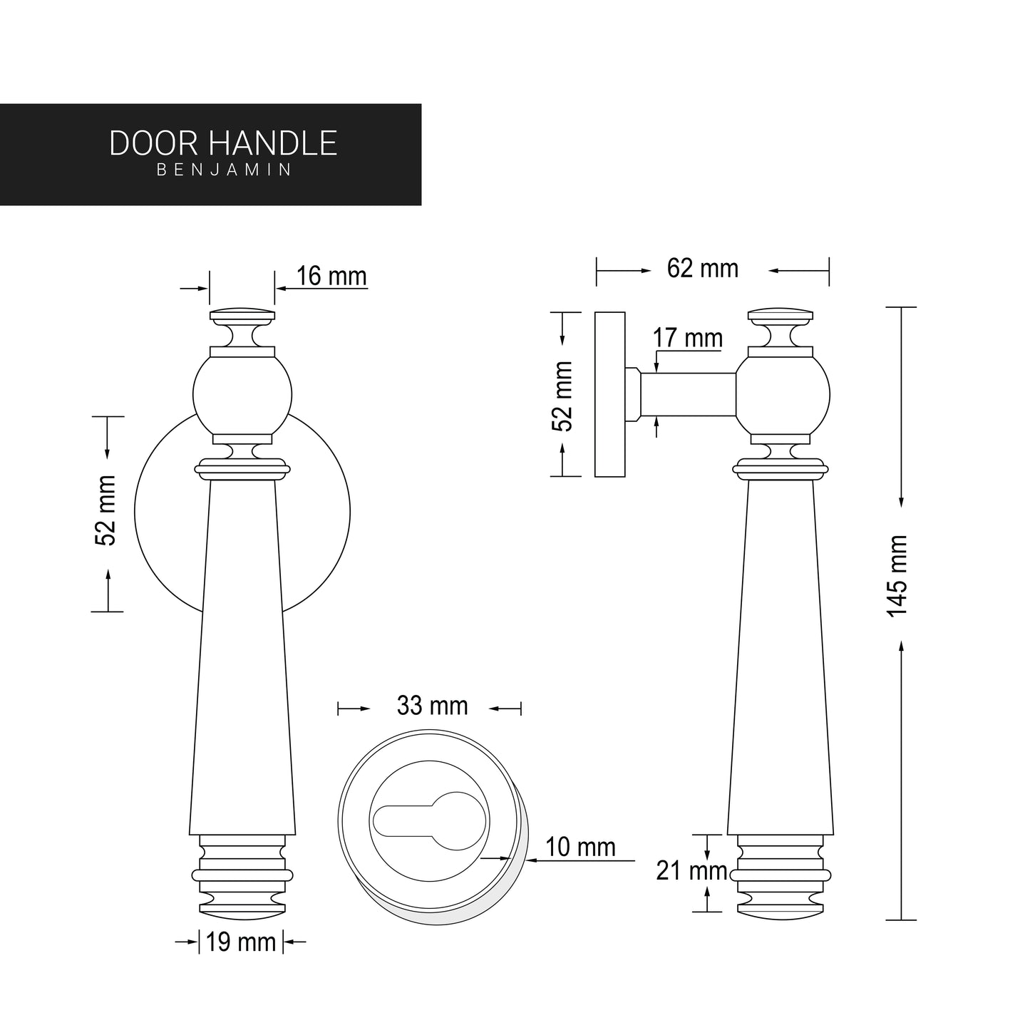 Door Handle – BENJAMIN (Brass)