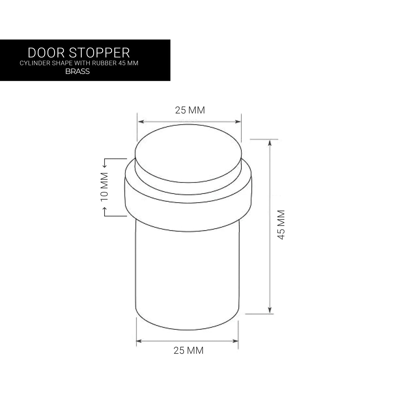 Solid Door Stopper – Brass 45 mm