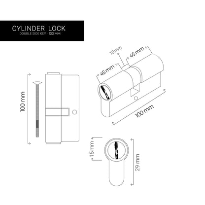 Euro Cylinder Both Side Key 100mm