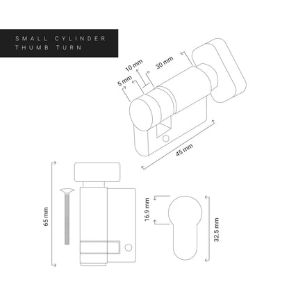 Half Cylinder Lock with Thumbturn – Solid Brass (45mm)