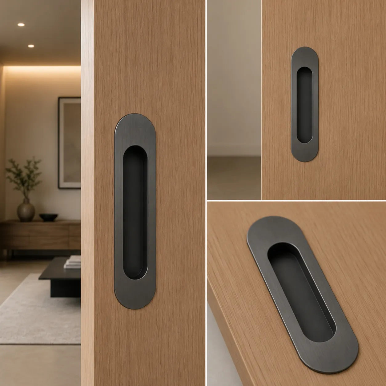 Concealed Door Pull Handle Round Shaped - 150X38 mm